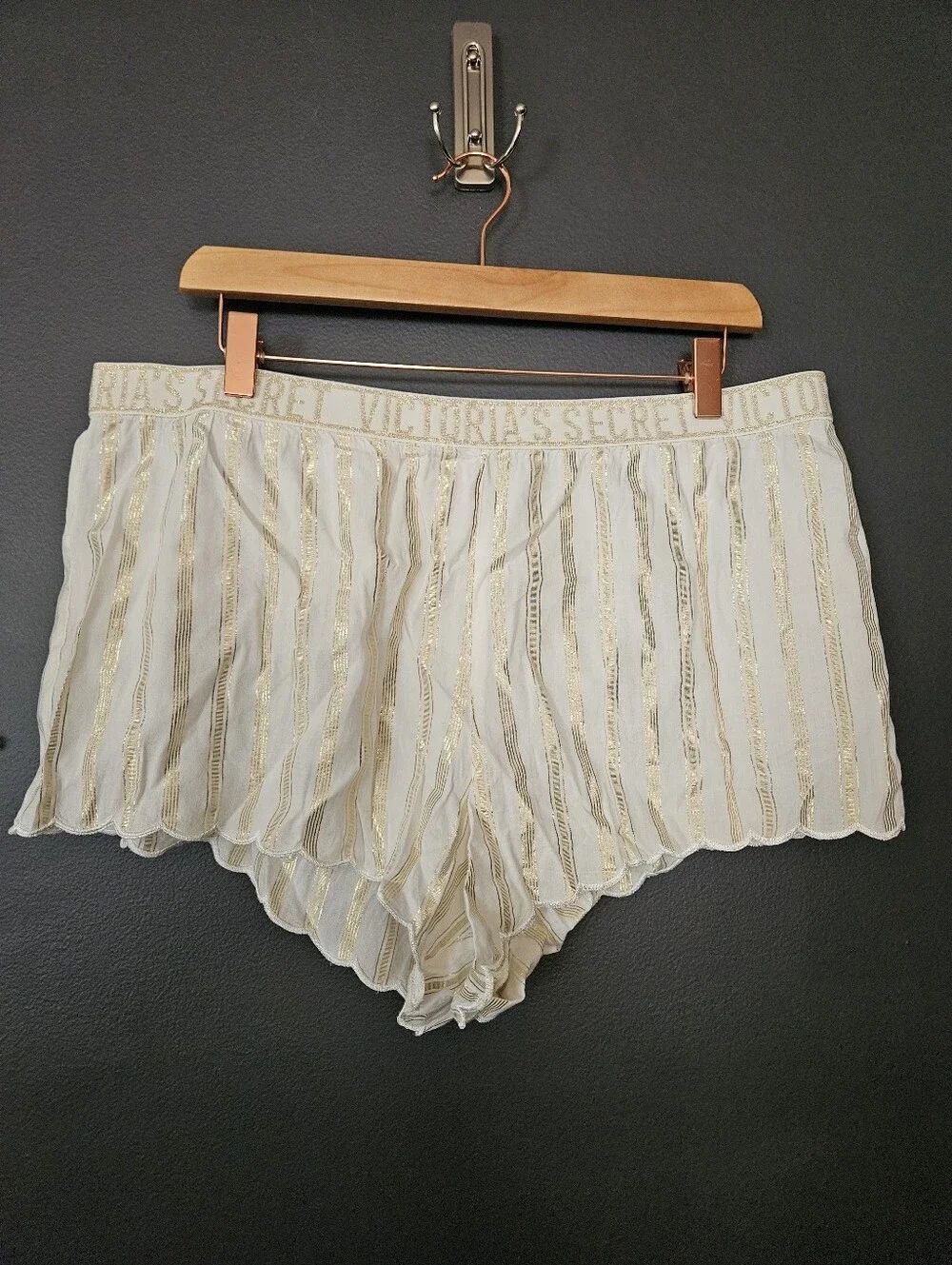 Victoria's Secret Gold Stripe Cotton Lounge Sleep Shorts XL